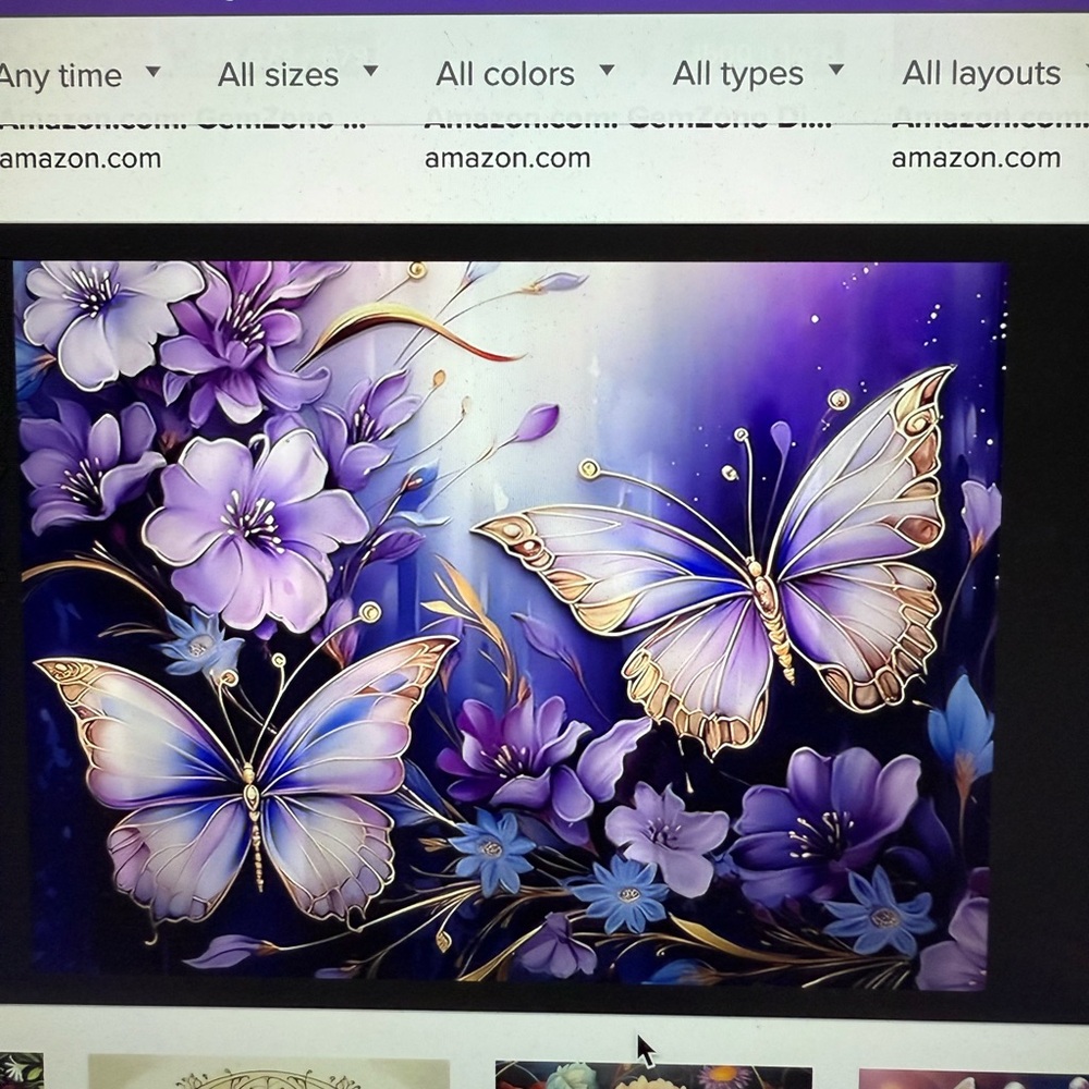 Purple and Gold Butterfly Canvas Art